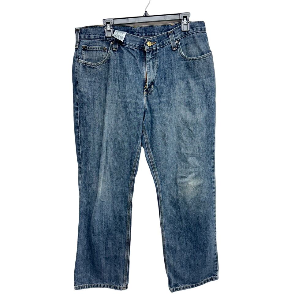 Carhartt‎ Mens Relaxed Straight Fit Medium Wash Denim Cotton Jeans Size 36 X 30